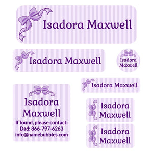 school labels pack bow purple