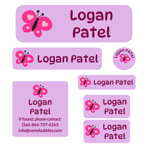 school labels pack butterfly purple