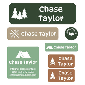 school labels pack campsite dino roar