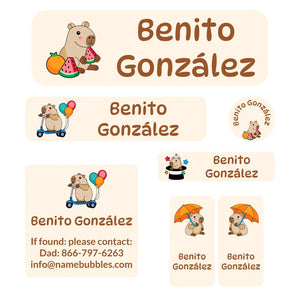 school labels pack capybara cream