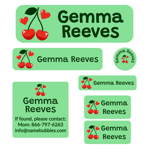 school labels pack cherries solid green