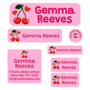 school labels pack cherries solid pink