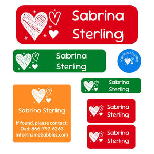 school labels pack doodle hearts elementary