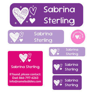 school labels pack doodle hearts fairy princess