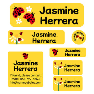 school labels pack ladybug yellow