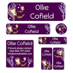 school labels pack otter dark purple