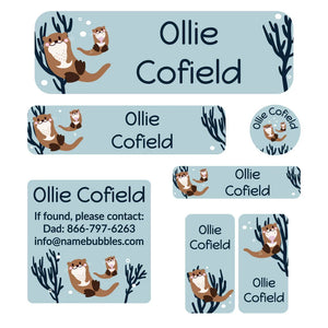 school labels pack otter powder blue