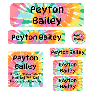 school labels pack tie-dye art rainbow