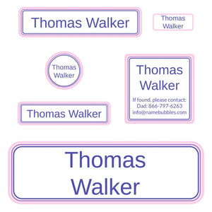 kids school supply name labels pack bands lilac love