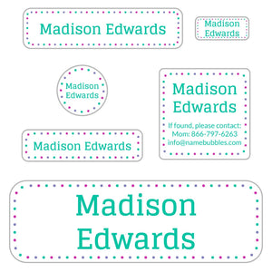 kids personalized school name labels pack dots pacific surf