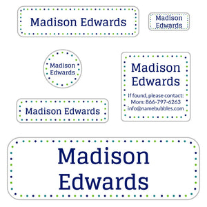kids personalized school name labels pack dots sublime lime