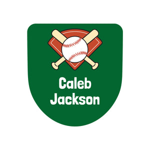 baseball badge name stickers for kids baseball green