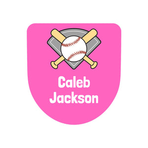 baseball badge name stickers for kids baseball pink