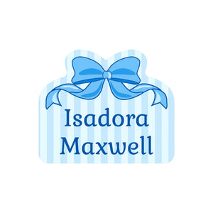 custom shape name labels bow blue