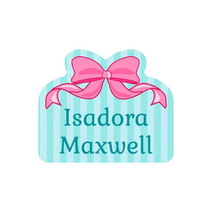custom shape name labels bow pink blue