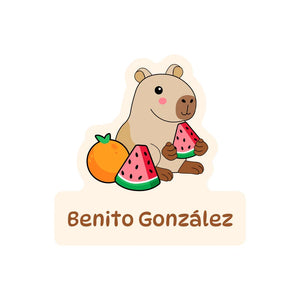 custom shape name labels in capybara cream