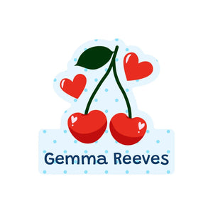 custom shape name labels cherries blue