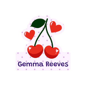 custom shape name labels cherries purple