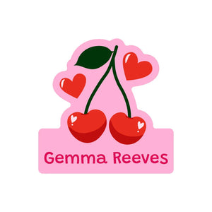 custom shape name labels cherries solid pink