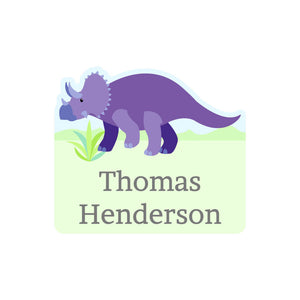 custom shape name labels dinosaurs green