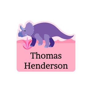 custom shape name labels dinosaurs pink
