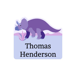 custom shape name labels dinosaurs purple