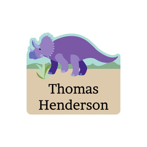 custom shape name labels dinosaurs tan