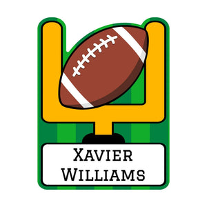 custom shape name stickers for kids in football green