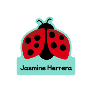 custom shape name labels ladybug pastel green