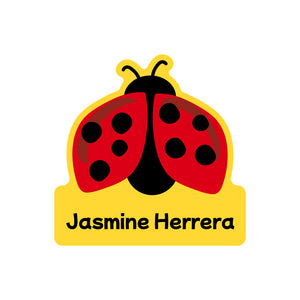 custom shape name labels ladybug yellow