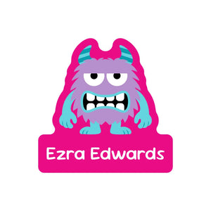 custom shape name labels monsters pink