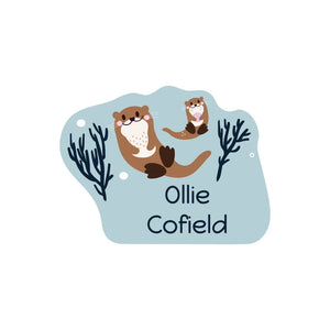 custom shape name labels otter powder blue