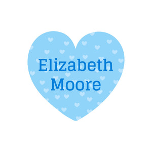 heart shape name labels sweetheart blue