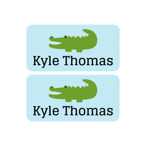 shoe name labels allligator light blue