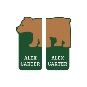 shoe name labels for kids in bear forest green