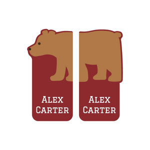 shoe name labels for kids in bear maroon