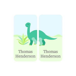 shoe name labels dinosaurs green