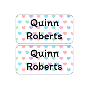 shoe name labels in hearts new rainbow