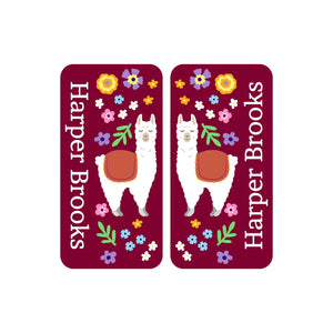 shoe labels for kids llama dark magenta