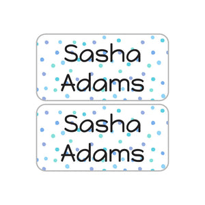 shoe name labels for kids in pom pom blue