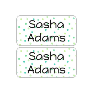 shoe name labels for kids in pom pom green