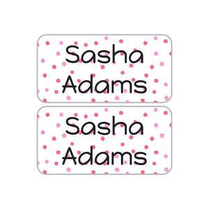 shoe name labels for kids in pom pom pink