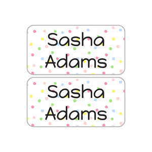 shoe name labels for kids in pom pom rainbow