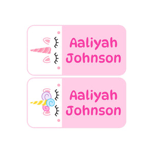 shoe name labels for kids unicorn light pink