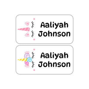 shoe name labels for kids unicorn white