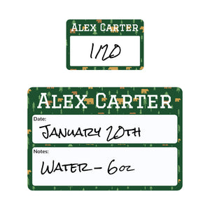 sippy cup write-on labels for kids in bear forest green