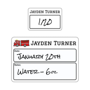 sippy cup write-on labels in fire truck white