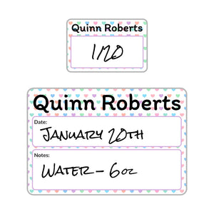 sippy cup write-on labels in hearts new rainbow