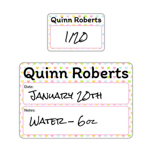 sippy cup write-on labels in hearts original rainbow