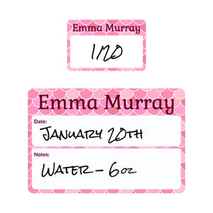 custom sippy cup labels for daycare in mermaid pattern melody